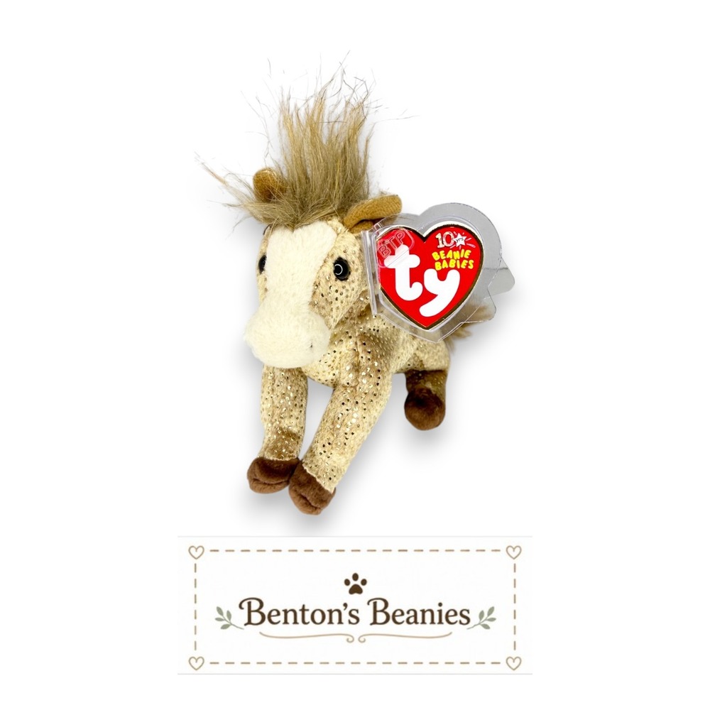 Filly the Horse Ty Beanie Baby | Golden Meadow Friend 🌾 | Mint Heart Tag ⭐